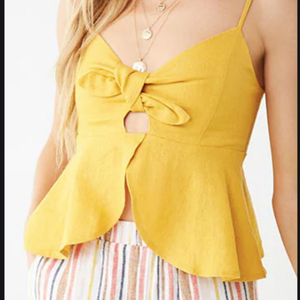 Forever 21 Flounce waist Tie in Front Tank Top